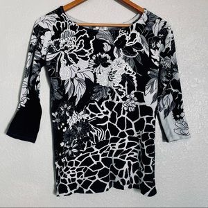 Vintage Cache - Black White Floral
Embroidered Beaded Sweater - Size S